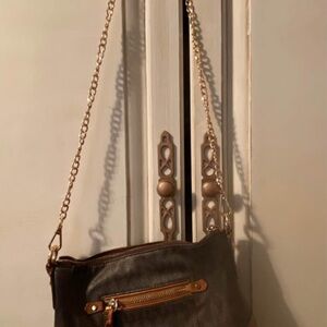 MK Brown Crossbody Bag with Chain Strap